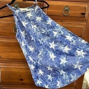 BOMBOM NWT Women’s Blue And White Star Print Top Size Large